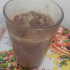 Chocolate party milkshake in shaker A picture of Chocolate party milkshake in shaker.