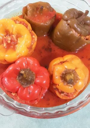 عکسی از دستور فلفل دلمه شکم پر