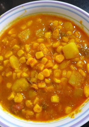 A picture of Aloo sweet corn sabzi.