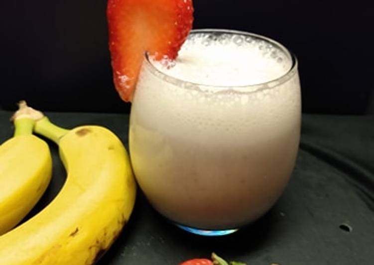 Simple Way to Prepare Ultimate Strawberry Banana MilkShake