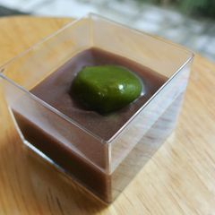 A picture of Matcha shiratama Mizu Yōkan ; Wagashi.
