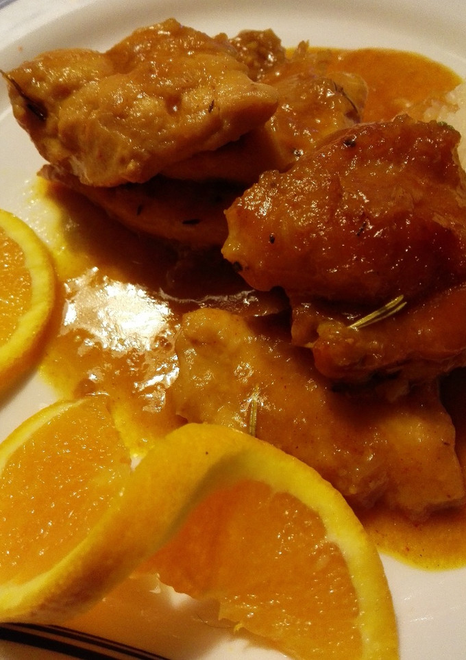 Una foto de Pechuga de pollo a la naranja con toque oriental