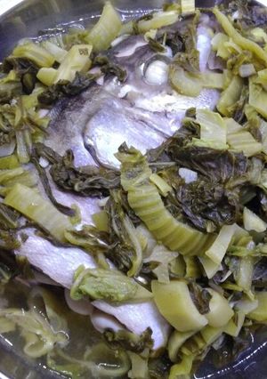 Foto resep Ikan tim sawi asin