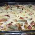 Mostacholes con Salsa blanca, Jamón y Muzzarella