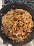 Jambalaya made with Grilled Chicken and Chicken Apple Sausage
