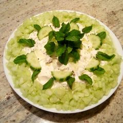 A picture of Yogurt cucumber salad.