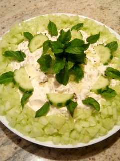 A picture of Yogurt cucumber salad.