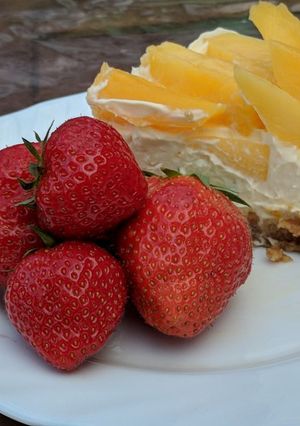 A picture of 🍰Mango and Passionfruit cheesecake 🍰.