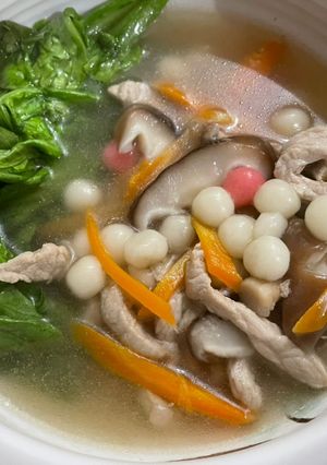 藍藍的-紅白鹹湯圓 的食譜成品照片