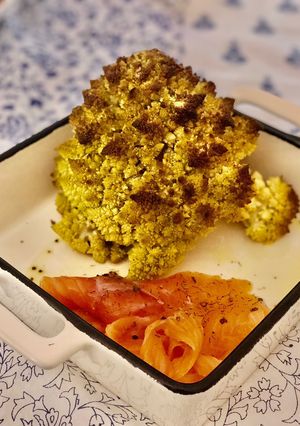Una foto de Romanescu al horno con especias