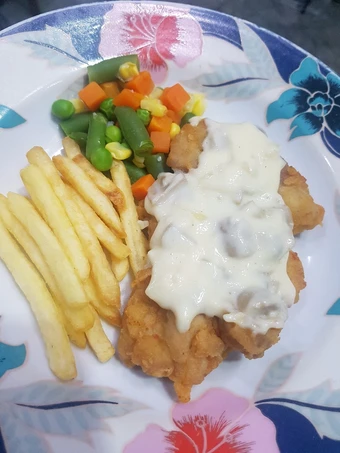 Cara Mudah Menyiapkan Resep Crispy chicken steak with mushroom creamy sauce yang Bisa Manjain Lidah Anti Ribet, Sempurna