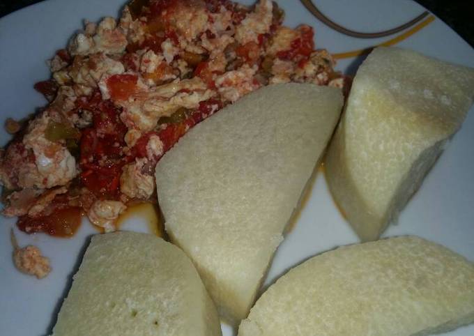 Simple Way to Prepare Quick Boiled Yam &amp; Egg Sauce