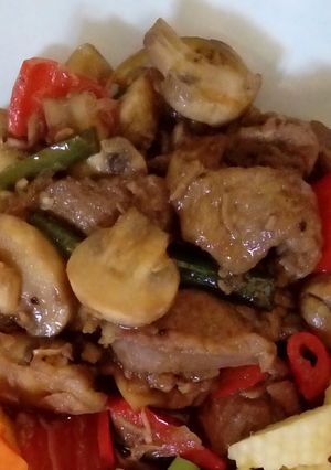 Foto resep Daging sapi jamur lada hitam