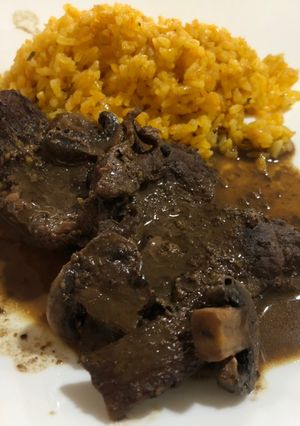 Una foto de Lomito pimienta con champiñones