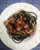 Spaghetti dos colores a la marinera