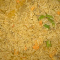 A picture of Vegetable Coconut rice and fish.