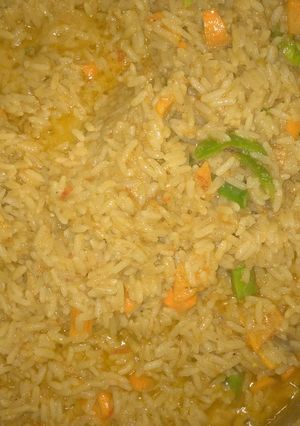 A picture of Vegetable Coconut rice and fish.