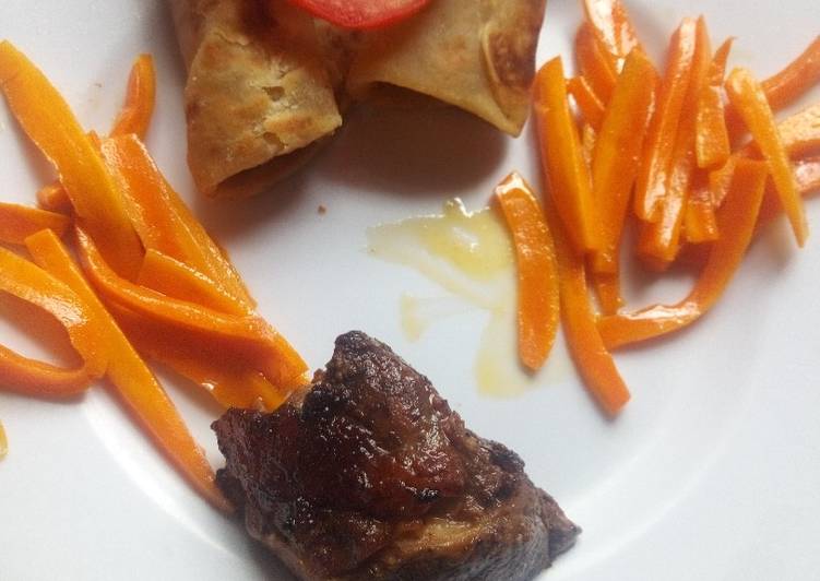 Recipe of Speedy Grilled beef steak,white chapati and buttered corrots