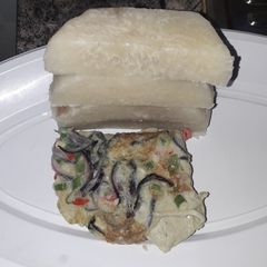 A picture of Yam with veg egg.
