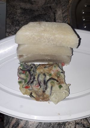 A picture of Yam with veg egg.
