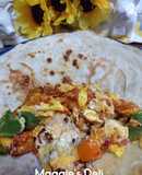 Burrito de huevos con pimientos y choriqueso