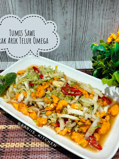 Foto resep Tumis Sawi Orak-Arik Telur Omega
