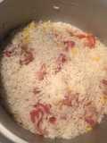 Arroz con bacon y maíz 
