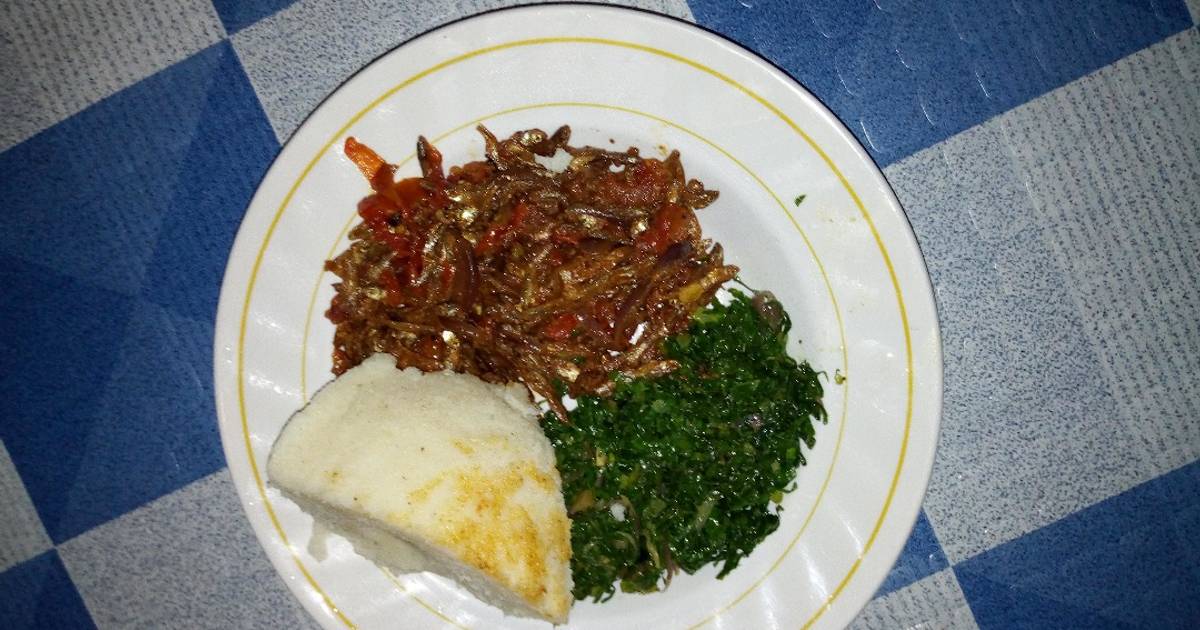 Ugali Fried Kales And Fried Omena Recipe By Kakuu Cookpad