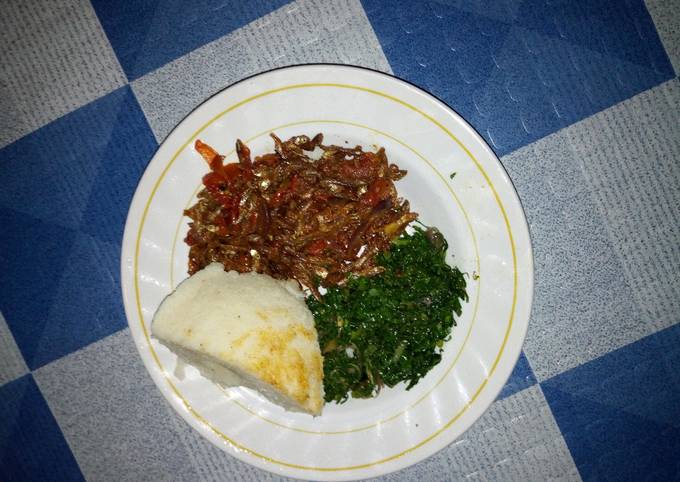 Easiest Way to Prepare Favorite Ugali,fried kales and fried omena