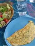 Tortilla de calabacín y queso de cabra