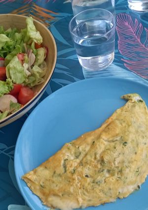 Una foto de Tortilla de calabacín y queso de cabra