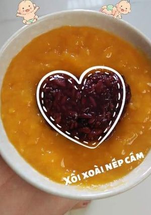 Hình của món Xôi xoài nếp cẩm cho bé.