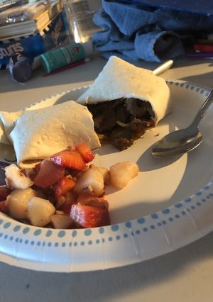 A picture of Venison burrito real meal!.