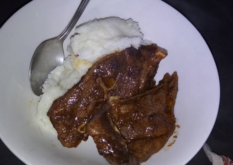Fried lamb chops with pap