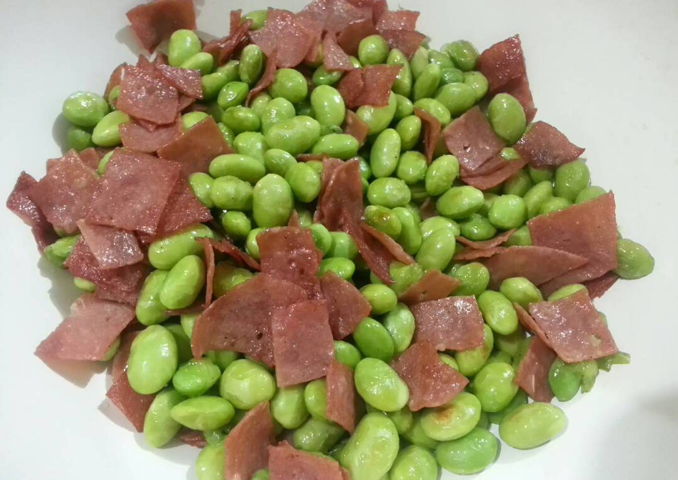 Edamame Fried With Smoked Beef