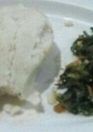 A picture of Sukuma served with ugali.