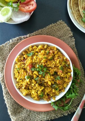 A picture of Paneer Bhurji (Scrambled Cottage Cheese With Aromat Spices).
