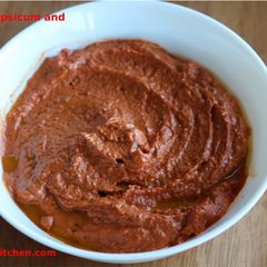 A picture of Roasted capsicum and walnut dip (Muhammara).