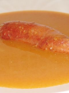 Sárgaborsó leves recept kolbásszal recept fotója