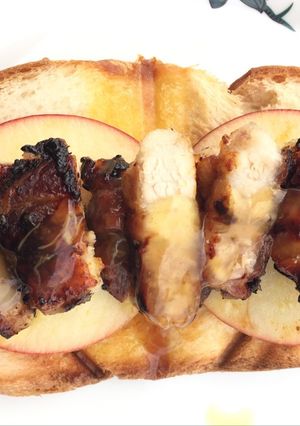 A picture of Baked Pork Belly In Abalone Scallop Sauce.