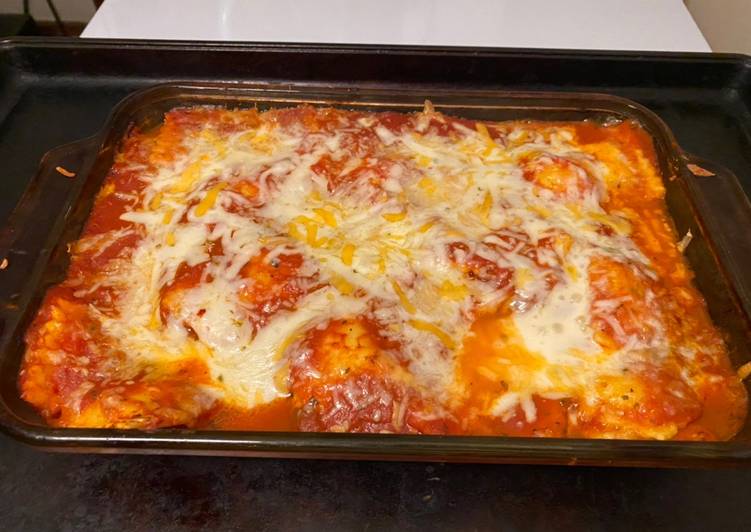 Step-by-Step Guide to Make Perfect Bake ravioli with salad and cheesy bread