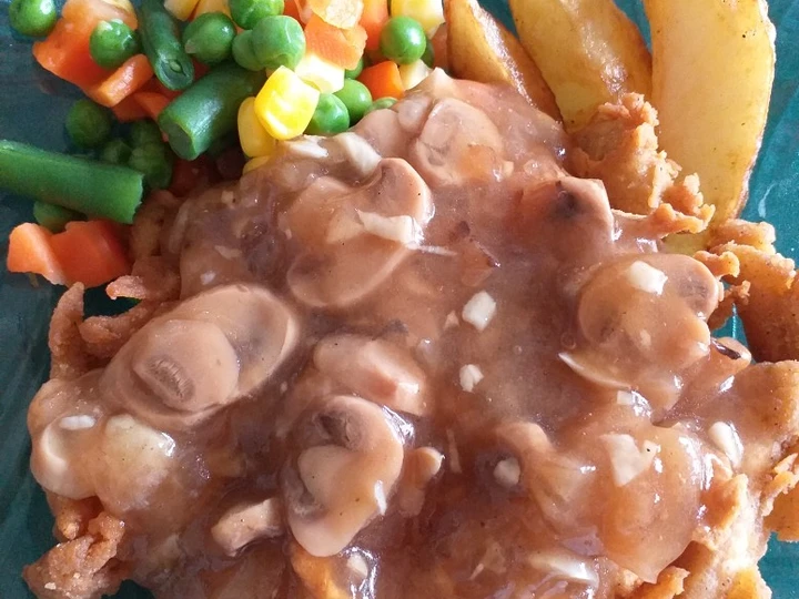 Cara Gampang Membuat Resep Chicken steak saos jamur simple yang Bisa Manjain Lidah Anti Ribet, Mantap Sekali