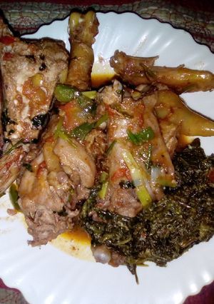 A picture of Kienyeji chicken stew.