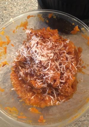 A picture of Coconut-lime sweet potatoes with walnuts.