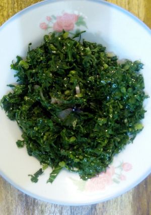 A picture of Fried Sukuma wiki.