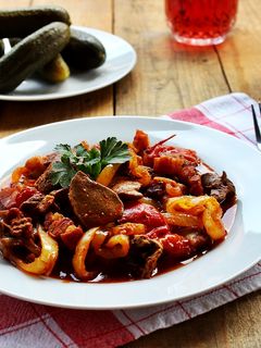 Lecsós csirkemáj recept fotója