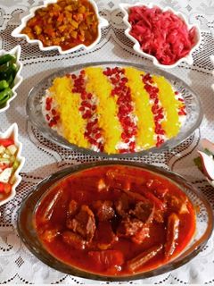 عکسی از دستور خورش بامیه با گوشت گوساله و آب قلم