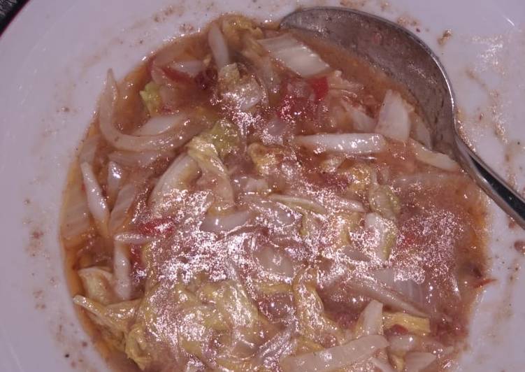 Tumis sawi putih kornet sapi