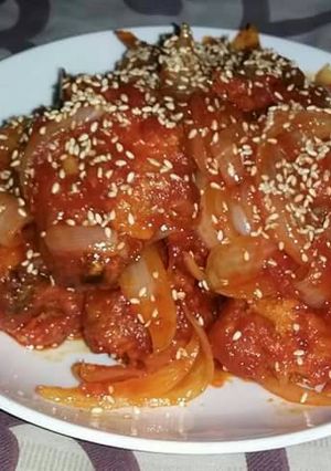 Foto resep Ayam pedas ala korea abal2😅😅