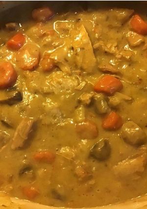 Une photo de Blanquette de veau revisitée aux poireaux champignons carottes citron et Porto blanc